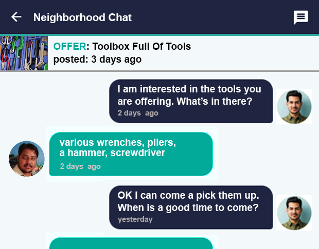 Neighborhood Chat screen